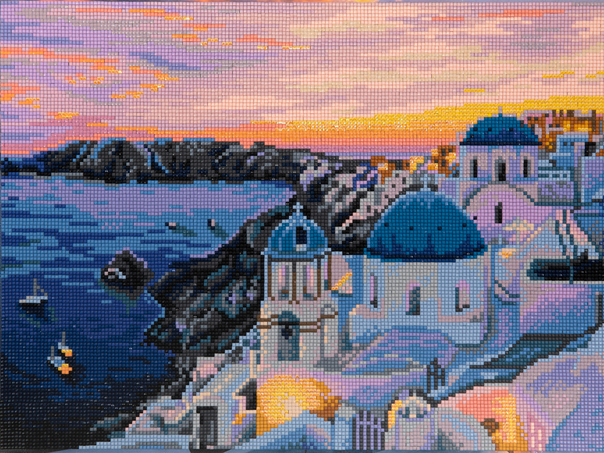 Алмазная мозаика ФРЕЯ 30х40см Закат на Санторини