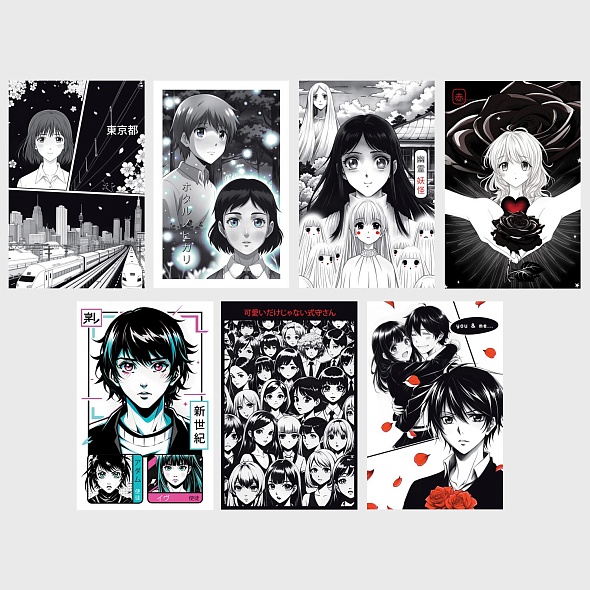 Набор мини-постеров Аниме, 35шт.