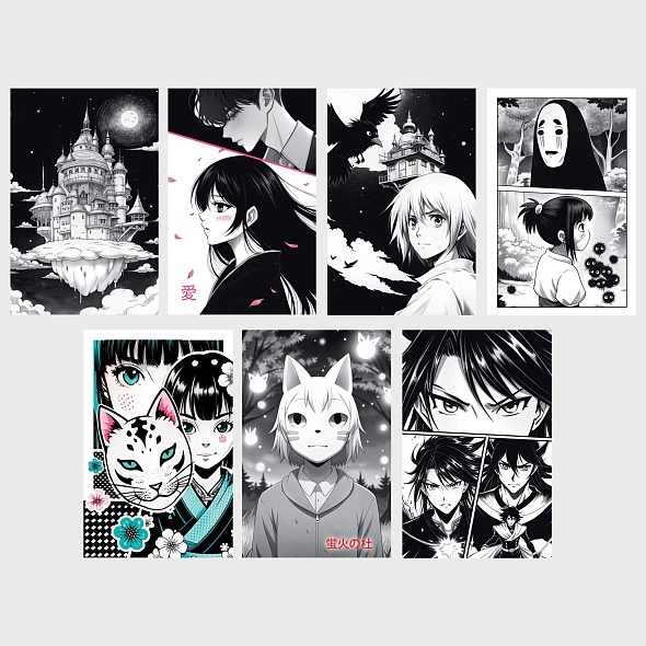 Набор мини-постеров Аниме, 35шт.