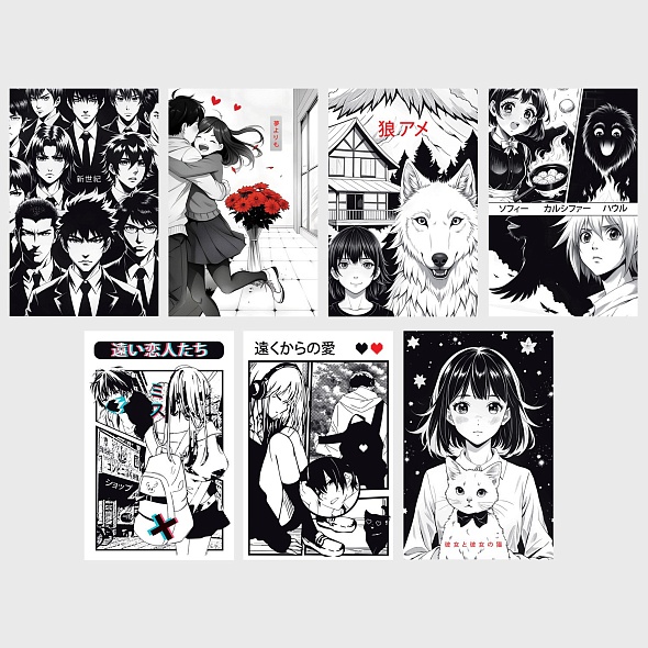 Набор мини-постеров Аниме, 35шт.