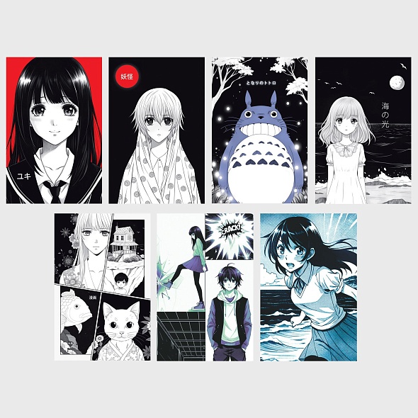 Набор мини-постеров Аниме, 35шт.