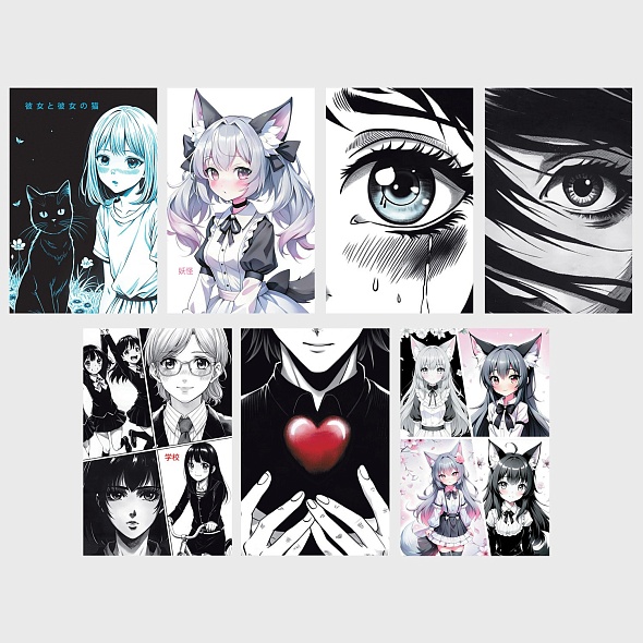 Набор мини-постеров Аниме, 35шт.