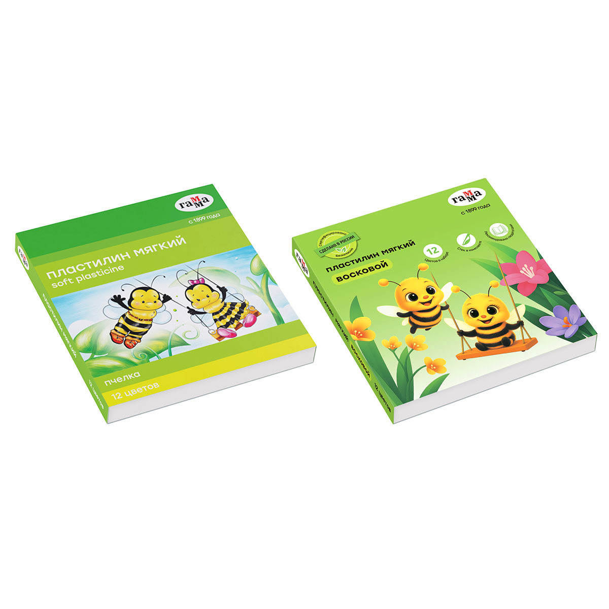 Пластилин ГАММА Пчелка 12цв. 180г восковой