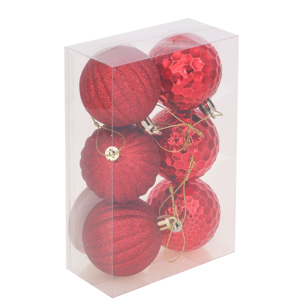 Шары елочные СНОУ БУМ набор  6шт. 6см красный формов.