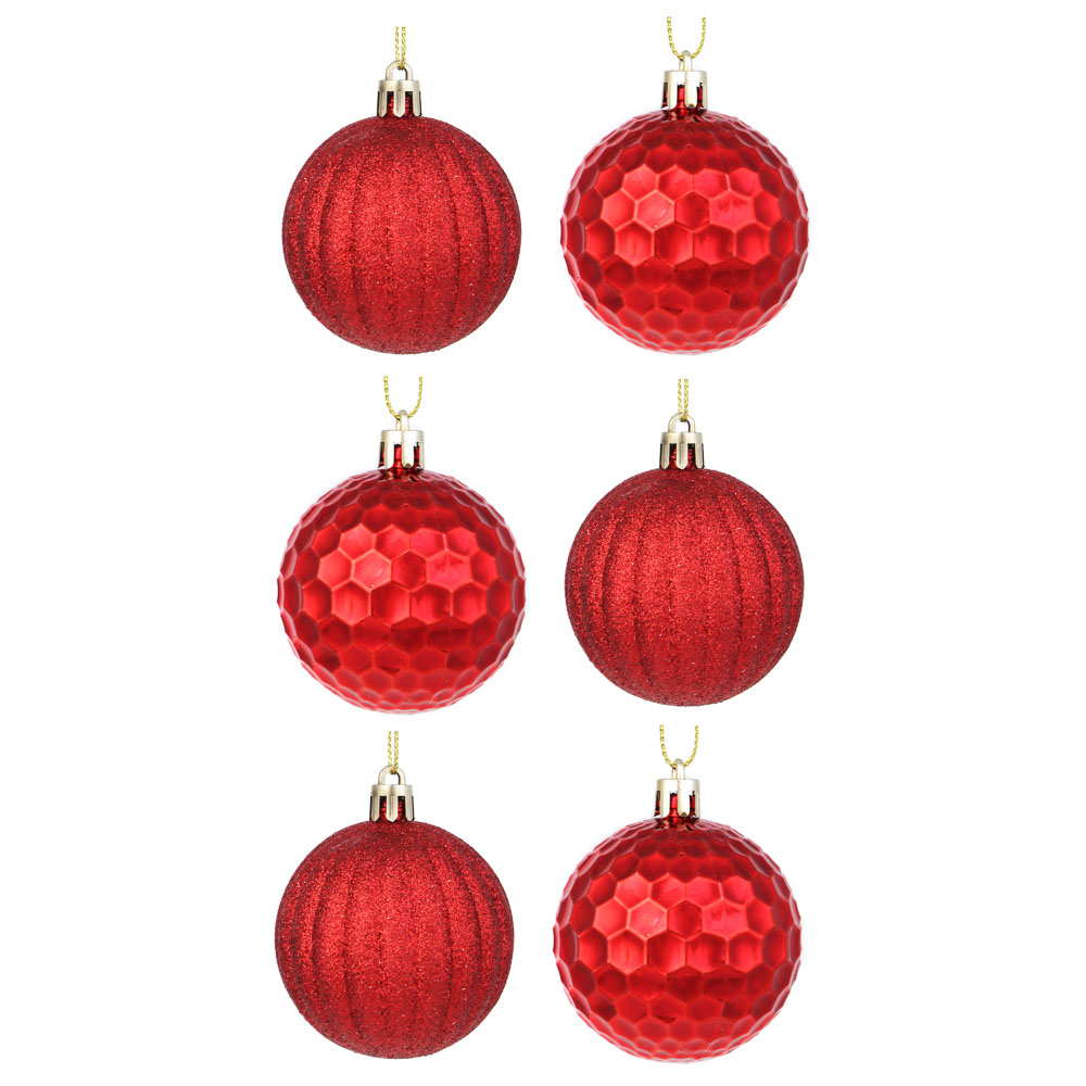 Шары елочные СНОУ БУМ набор  6шт. 6см красный формов.