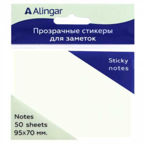 Блок для записей клейкий 95х70мм Alingar 50л прозрачные