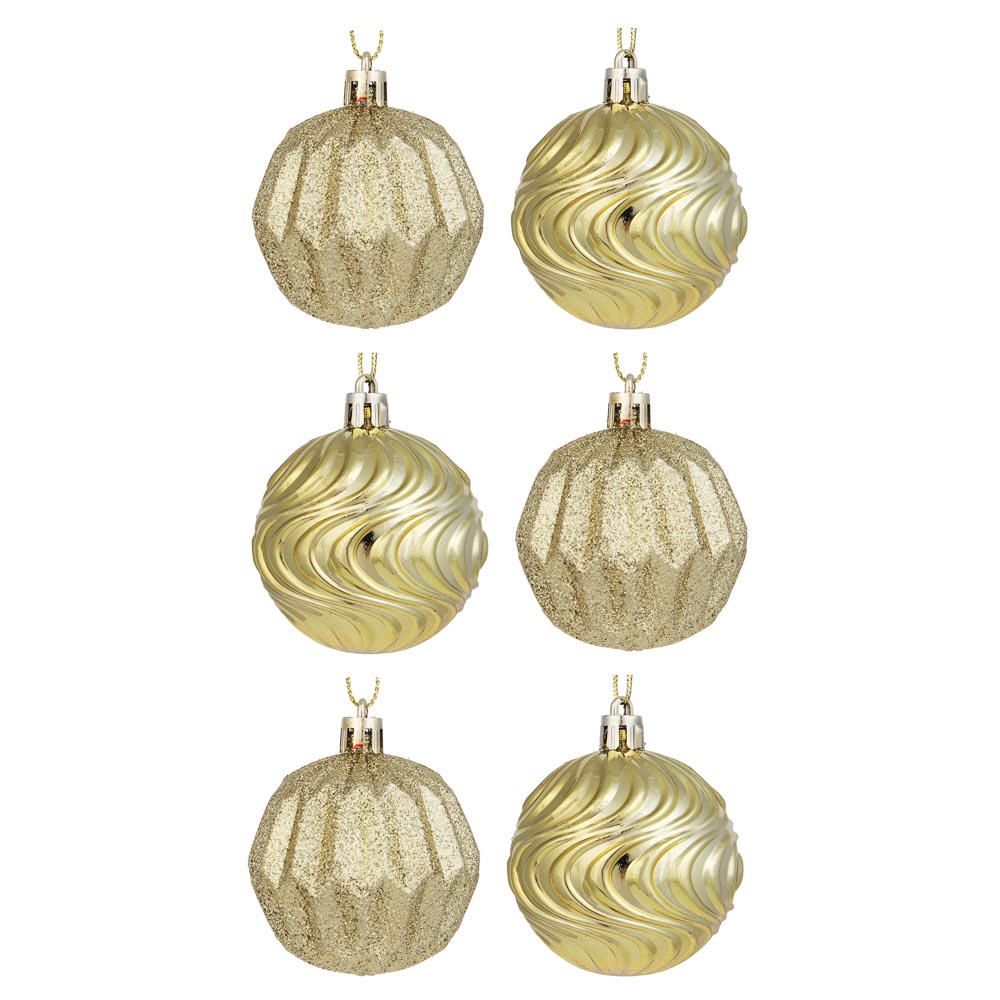 Шары елочные СНОУ БУМ набор  6шт. 6см золото формов.