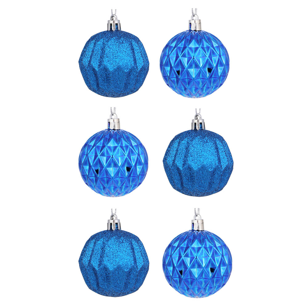 Шары елочные СНОУ БУМ набор  6шт. 6см синий формов.