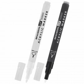 Набор маркеров акриловых для рисования BRAUBERG ART 2 цвета черный/белый 0,7-1мм