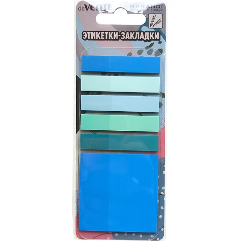 Закладки-ярлычки deVENTE Marandi 50х50мм и 50х10мм, 6х20л. пластик, 5 пастел.цветов