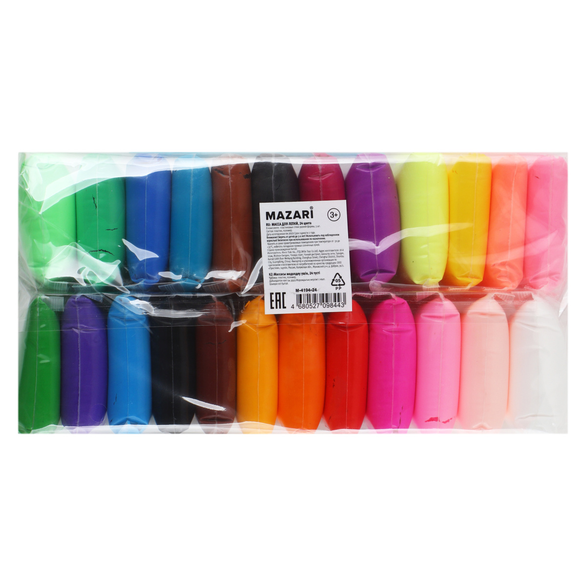 Пластилин воздушный 24 цвета 312г Mazari