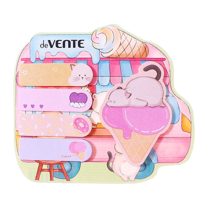 Закладки-ярлычки deVENTE Cat&Ice cream 50х15мм и 55х71мм, 5х20л.