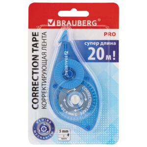 Корректирующая лента BRAUBERG PRO 5мм х 20м, механизм перемотки