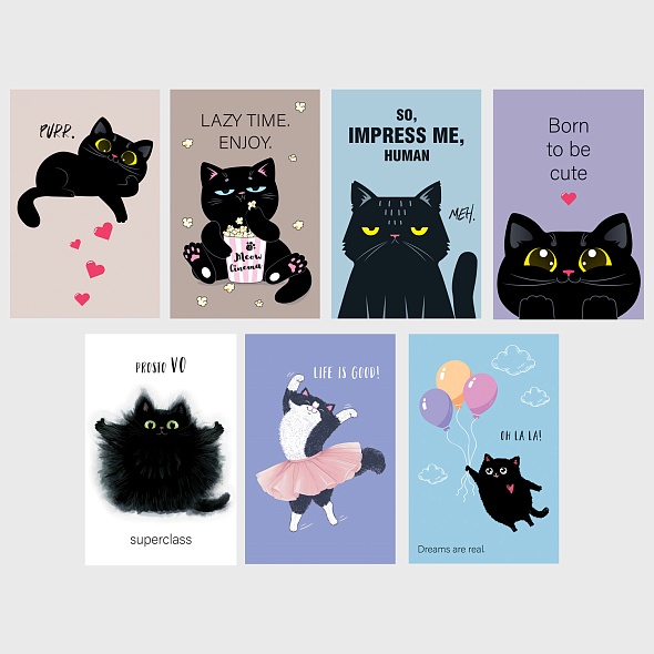 Набор мини-постеров Котэ, 35шт.