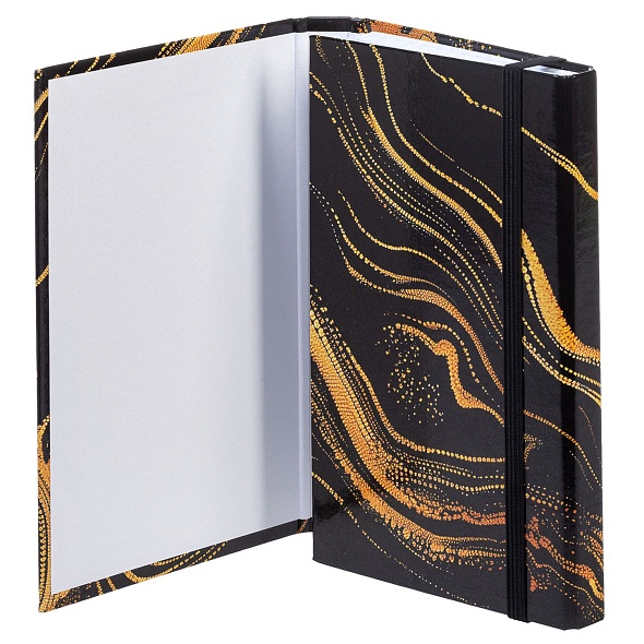 Записная книжка 80-50л. А6 Hatber Black marble гребень, резинка