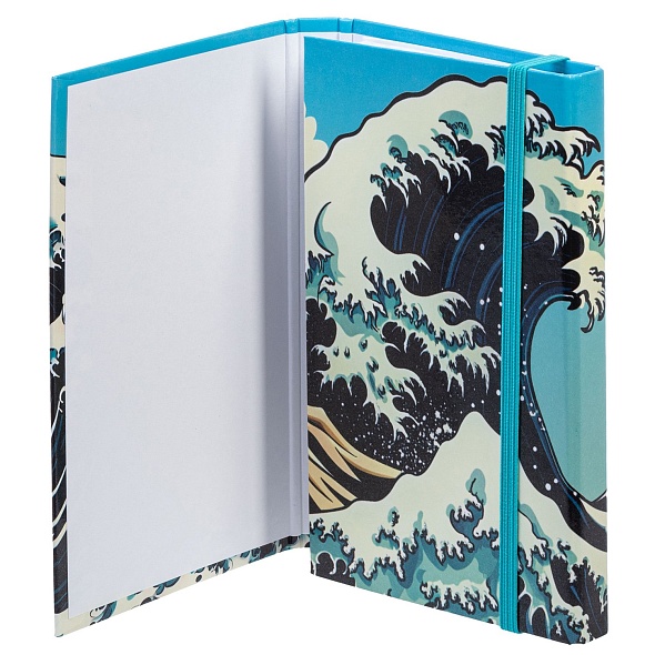 Записная книжка 80-50л. А6 Hatber Большая волна гребень, резинка