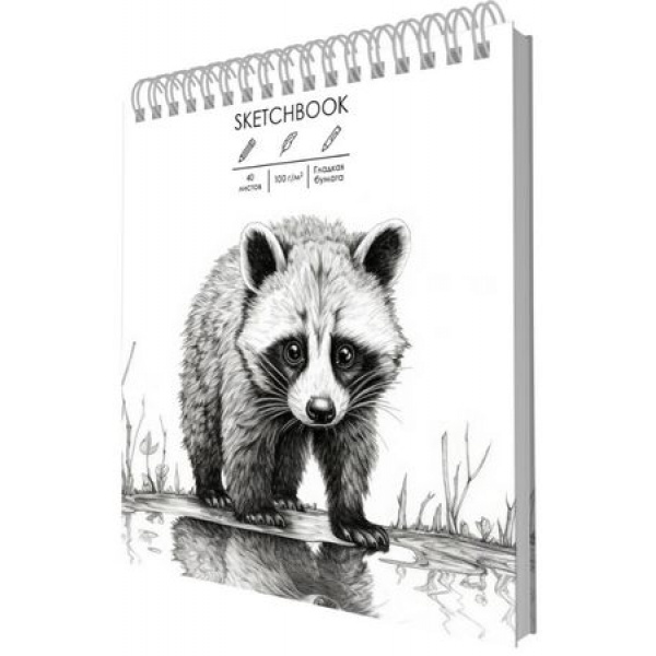 Скетчбук А6+  40л. Эксмо Енотик, 100г/м, на спирали