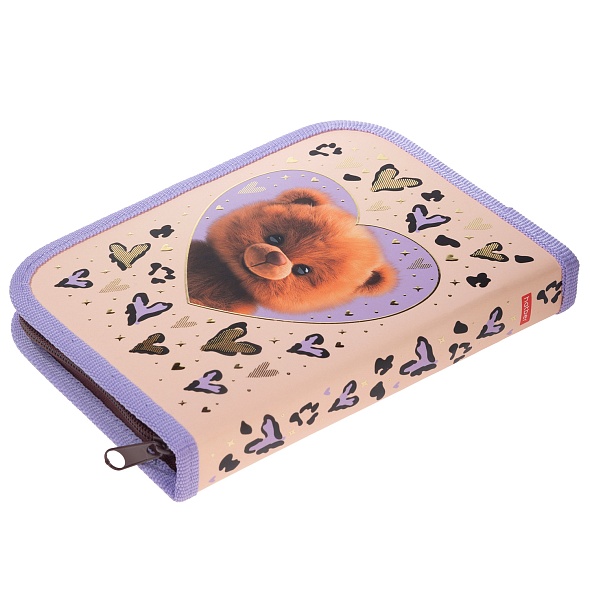 Пенал 1отд. Hatber 190х130мм Пушистый мишка