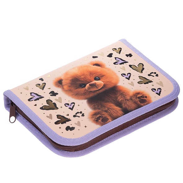 Пенал 1отд. Hatber 190х130мм Пушистый мишка