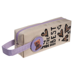 Пенал мягкий на молнии Hatber 200х75х50мм Пушистый мишка Бежевый