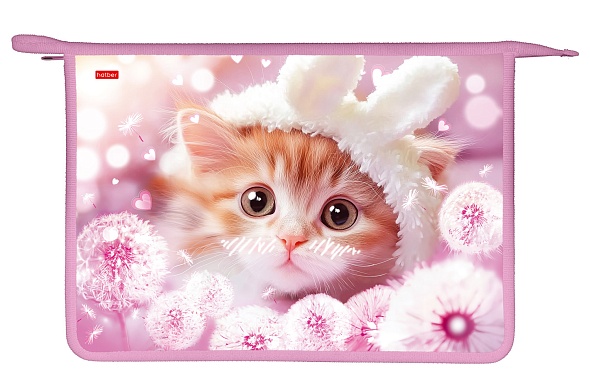 Папка для тетрадей на молнии А4 Hatber МЯУ-СТОРИ 2отд. с вкладышем