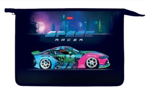 Папка для тетрадей на молнии А4 Hatber City racing 2отд. с вкладышем
