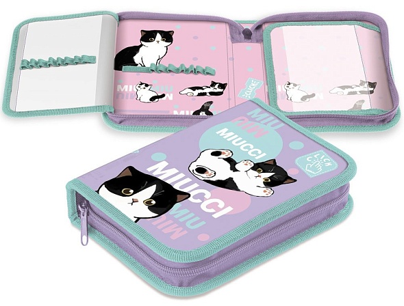 Пенал 1отд. Hatber 200х140мм с двумя откидными планками, Мяуччи