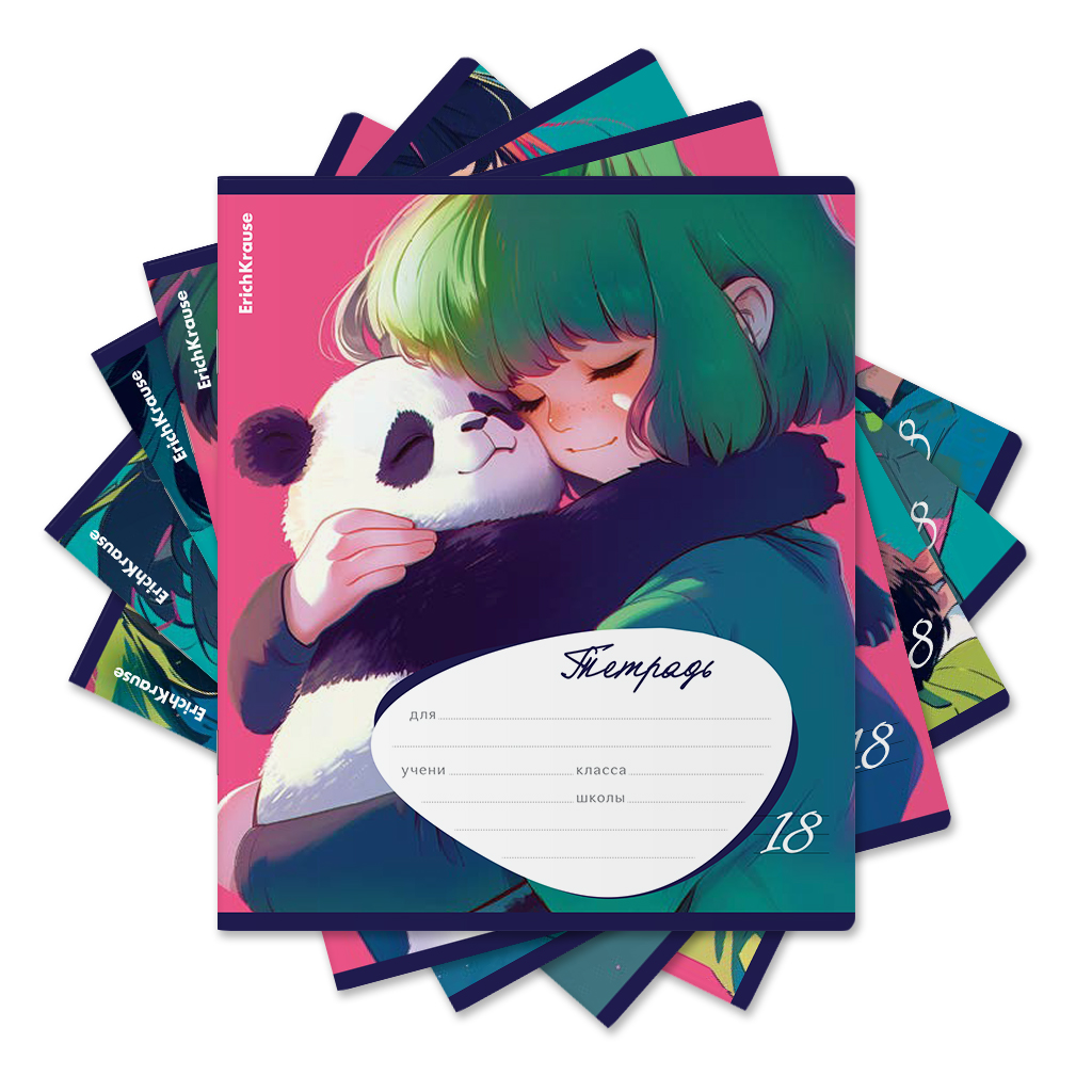 Тетрадь 18л.линия Erich Krause Panda Hugs