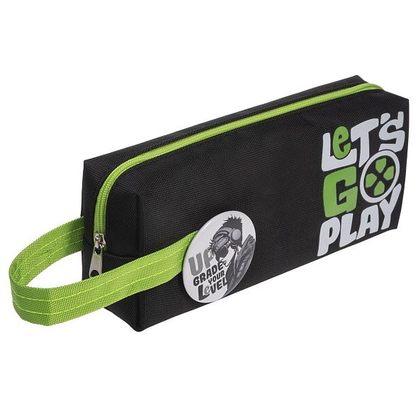 Пенал мягкий на молнии Hatber 200х75х50мм LET`S GO PLAY Черный