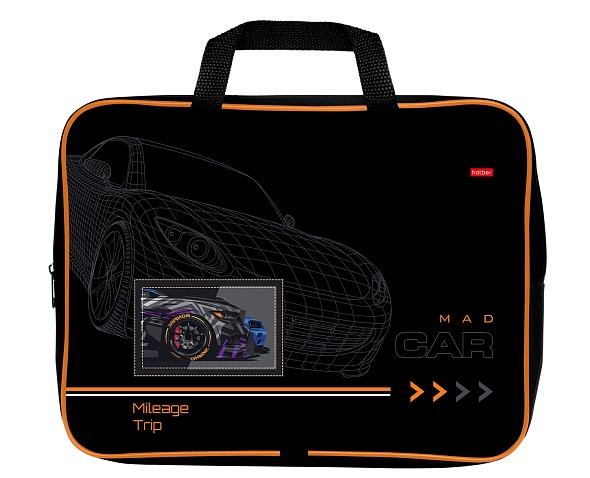 Папка с ручками Hatber MAD CAR, текстильная