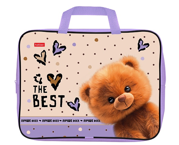 Папка с ручками Hatber Пушистый мишка, текстильная