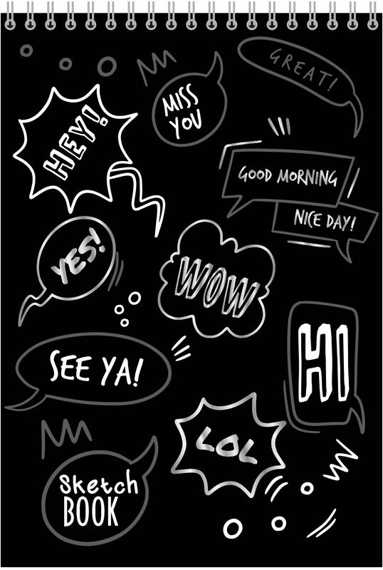 Скетчбук А5  40л Lamark Серебро-Стикеры, 100г/м, спираль