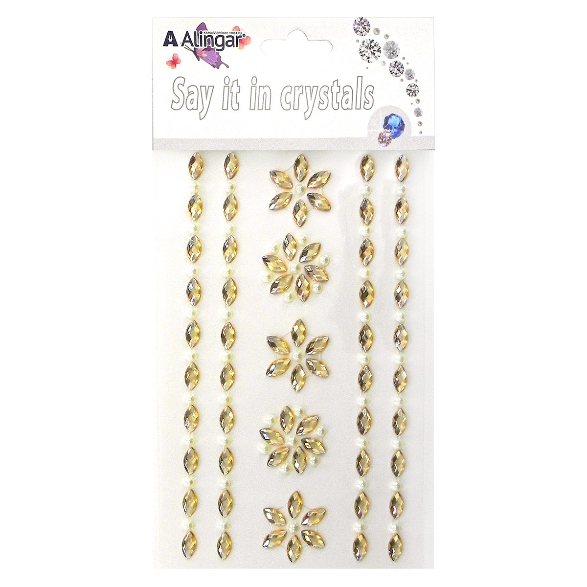 Наклейки из страз Alingar Золотые цветы