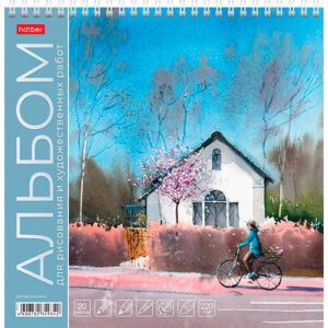 Альбом для рисования и худож.работ 20л. 220х220мм Hatber Моменты радости, 220г на спирали