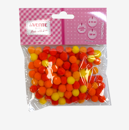 Помпоны для творчества deVENTE DIY 10мм 120шт. оттенки оранжевого цвета