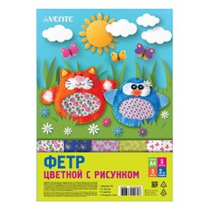 Фетр deVENTE А4  5л. 5цв. 2мм Цветочный паттерн