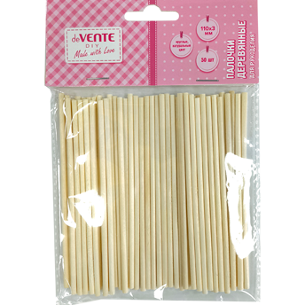 Палочки деревянные для рукоделия deVENTE DIY круглые 110х3мм 50шт. натуральный цвет