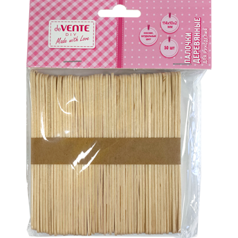 Палочки деревянные для рукоделия deVENTE DIY плоские 114х10х2мм 50шт. натуральный цвет