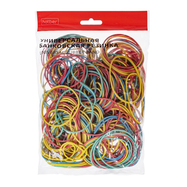 Резинки для банкнот 200г Hatber диаметр 50мм цветная