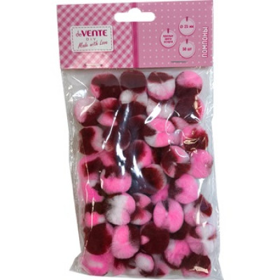 Помпоны для творчества deVENTE DIY 25мм 50шт. оттенки красного цвета