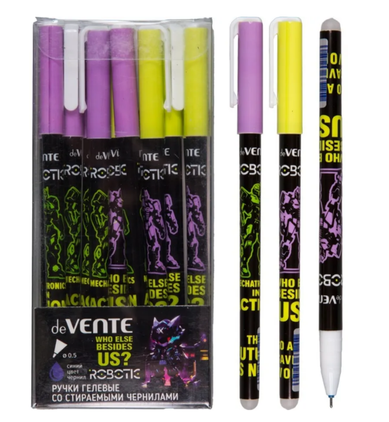 Ручка гелевая deVENTE Robotic стираемая синяя 0,5мм