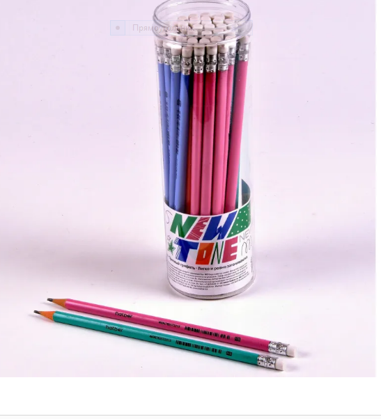 Карандаш чернографитный Hatber NEWtone НВ, с ластиком пластиковый