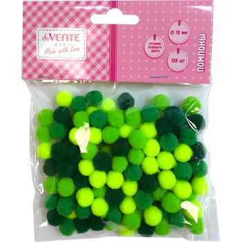 Помпоны для творчества deVENTE DIY 10мм 120шт. оттенки зеленого цвета