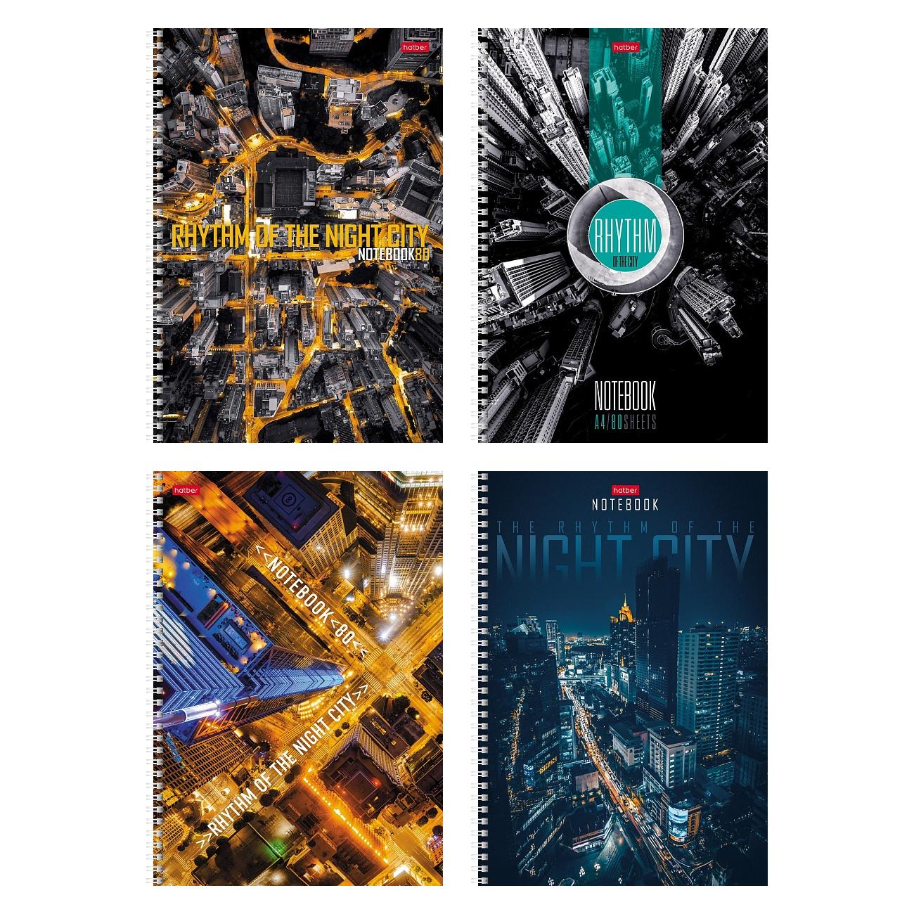 Тетрадь 80л. А4 линия Hatber Ритм ночного города, на гребне