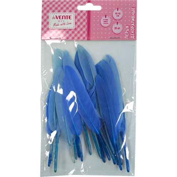 Перья декоративные deVENTE DIY натуральные гусиные 10-15см 20шт. оттенки синего