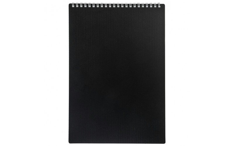 Блокнот 80л. А4 Hatber VELVET Черный клетка, пластиковая обложка на гребне