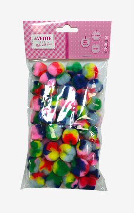 Помпоны для творчества deVENTE DIY 25мм 50шт. яркие цвета ассорти