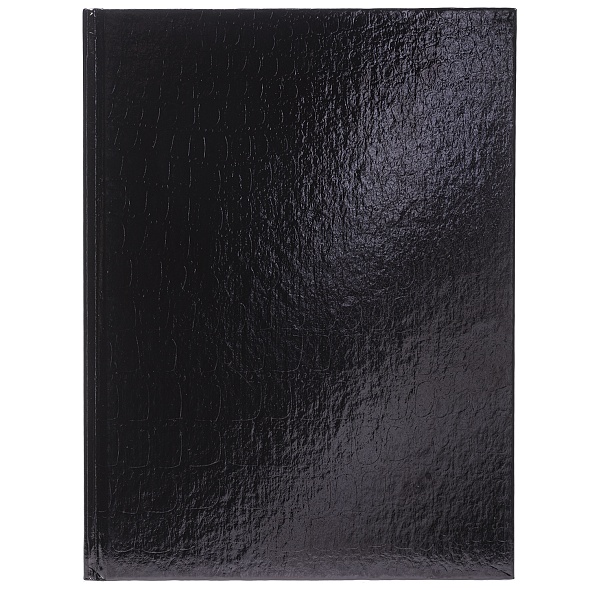 Бизнес-блокнот А5 80л. Hatber METALLIC CROCO Бумвинил Черный, клетка