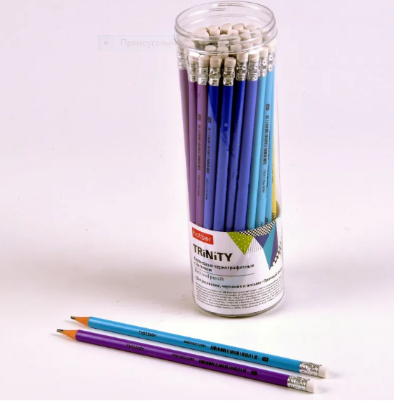 Карандаш чернографитный Hatber TRINITY НВ, с ластиком пластиковый