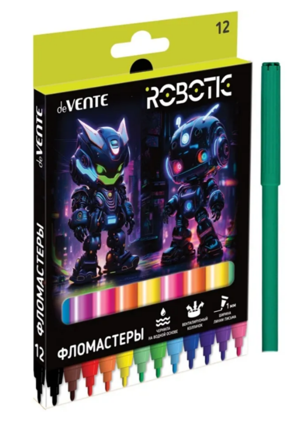 Фломастеры deVENTE Robotic 12цв. к/к